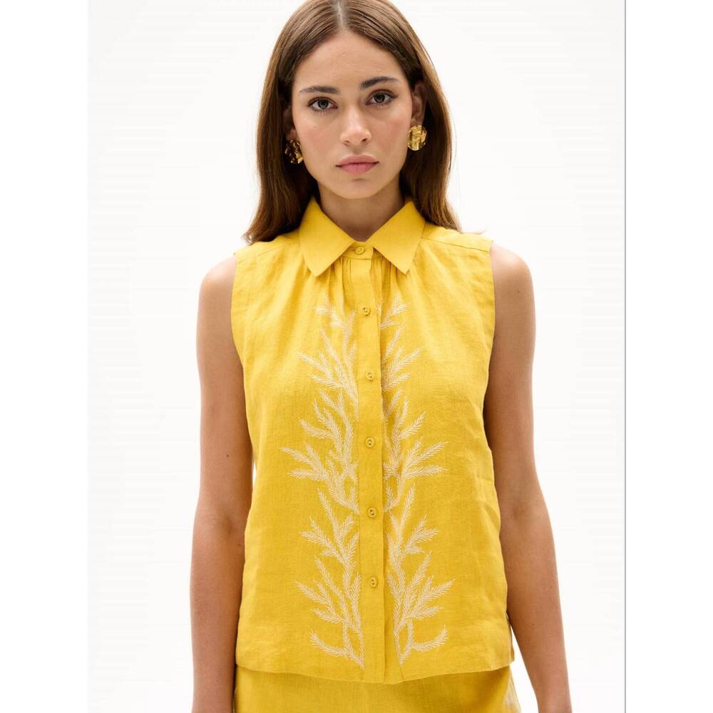 NEW CAROLINA K sleevless pina shirt in yellow